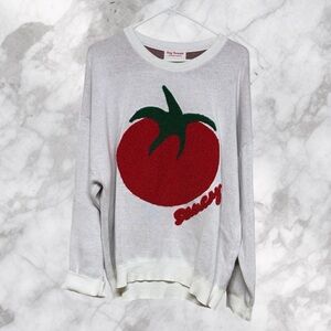 Dog Threads by Good Thomas White saucy Tomato Graphic Sweater sz Large